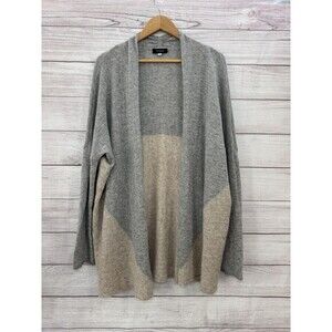 FORTÉ Women's 100% Cashmere Colorblock Open Duster Cardigan Sweater Size LARGE